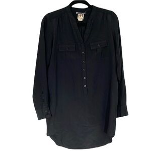 Haute Hippie Popover Silk Tunic Dress Womens Small Black